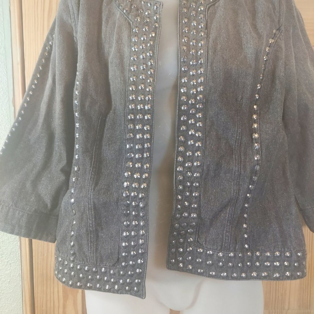 Bleu Bayou Gray Denim Silver Studded Large Jacket